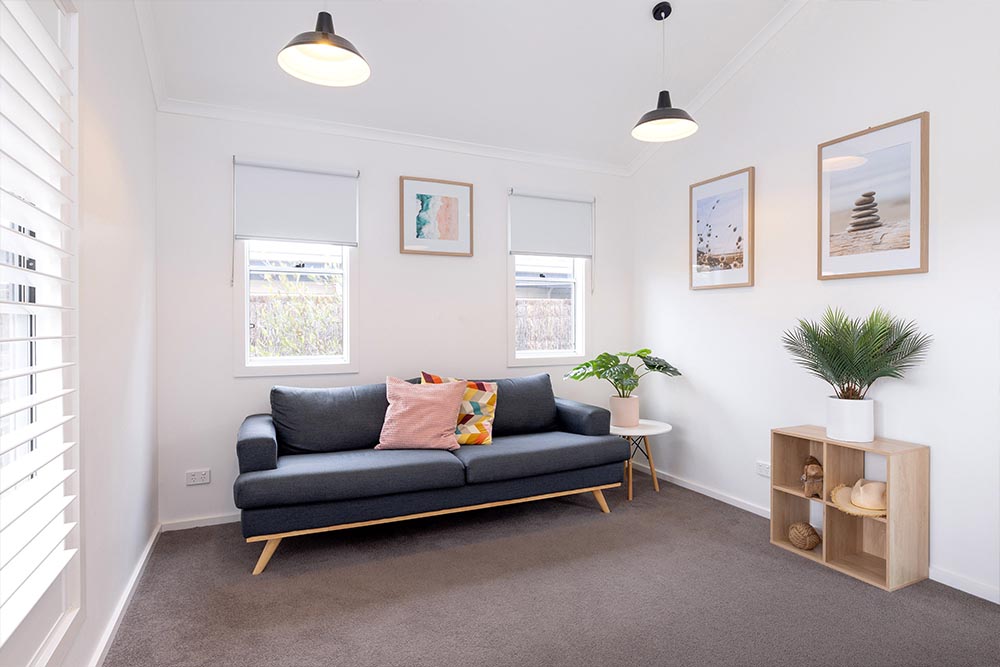 BIG4 Bellarine - Styled living room in a 2 bedroom cabin